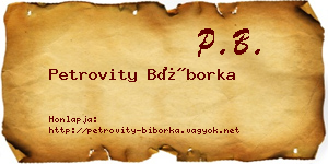 Petrovity Bíborka névjegykártya